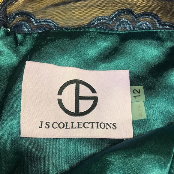 JS Collections Illusion Yoke Scroll Embroider Gown - Picture 9 of 12